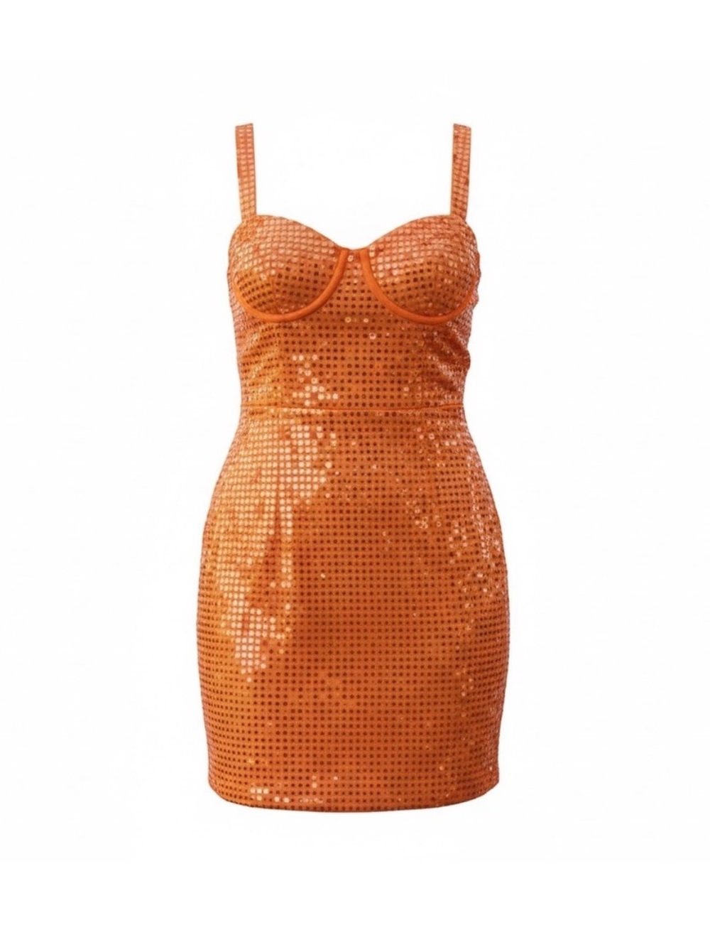 NWT Orange Sequin Bustier Mini Dress Size 0